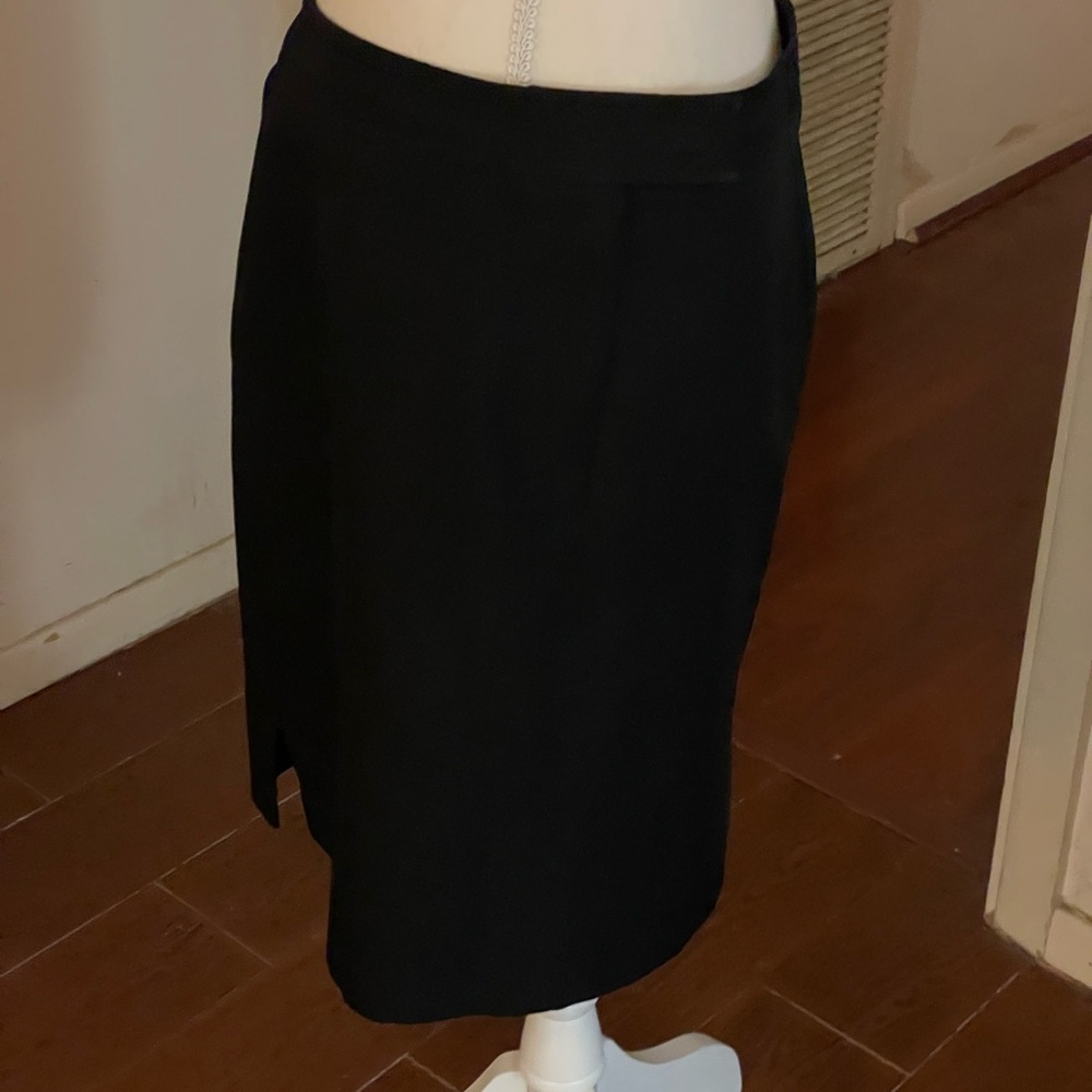 Talbots Petite black pencil skirt size 12P lined back zipper button wool spandex - Picture 4 of 11
